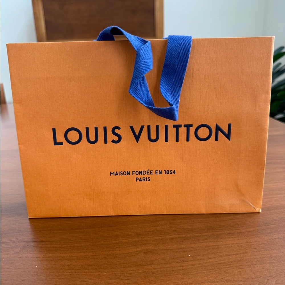 Empty Louis Vuitton Tangerine Bag with Royal Blue Handles